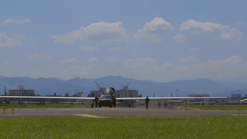 RQ-4 Global Hawk arrives at Yokota Air Base B-roll