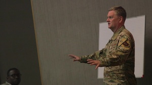Lt. Gen Brad Webb, CMSgt Juliet Gudgel all-call at Laughlin Air Force Base