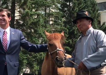 Secretary Esper Presented With Horse During Mongolian Visit