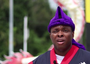 Service Members Dance in Kadena Town Eisa Festival