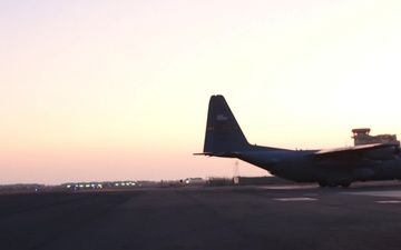 C-130 Night Ops Cargo and Passenger Loading B-roll