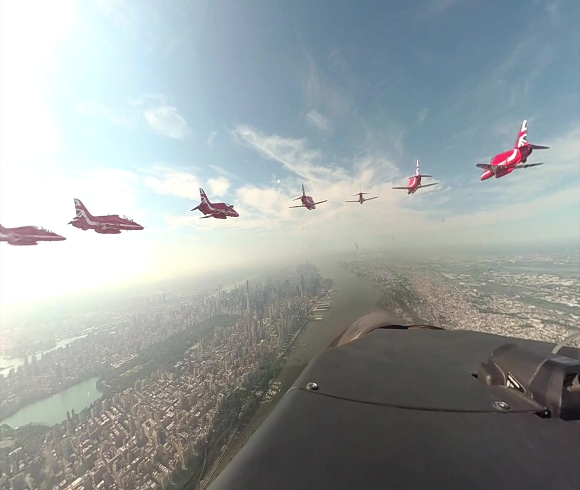History was made as the F-35 Demo Team participated in a multinational flyover the Hudson River in Manhattan and West Point, New York. The formation included the F-22 Demo Team, Thunderbirds & Royal Air Force Red Arrows.
