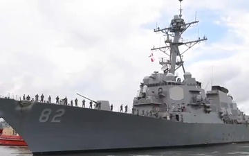 Naval Station Mayport Ships depart in preparation for Hurricane Dorian (B-roll)