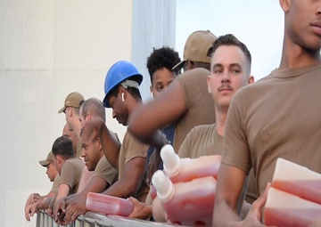 USS IWO JIMA MAKES PREPERATIONS FOR HURRICANE DORIAN