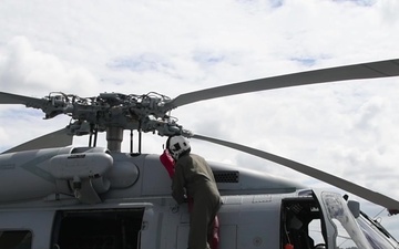 Maxwell AFB receives Navy MH-60R helicopters from Naval Air Station Jacksonville and Naval Station Mayport in advance of Hurricane Dorian.