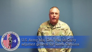Message from adjutant general for South Carolina in response to Hurricane Dorian