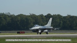 Barksdale Receives Shaw AFB F-16s during Hurricane Dorian evacuation (with slate)