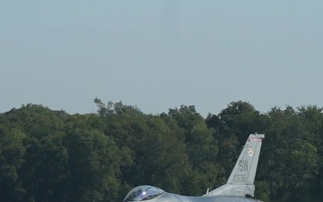 Barksdale Receives Shaw AFB F-16s during Hurricane Dorian evacuation (with slate)