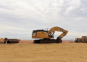 Oceanfront project crews scurry to secure equipment before Dorian