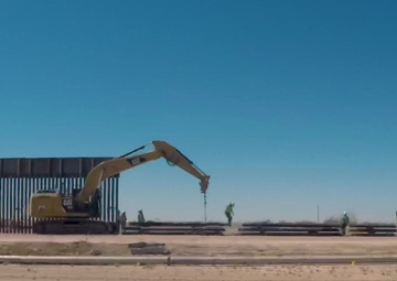 Time-lapse video of new border wall system construction near San Luis, Ariz., 21 August 2019.