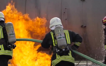 435th CTS Firefighters Train with NATO Allies and Partners (B-Roll - Slow Motion)