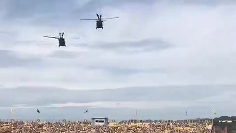 A military aircraft performs a flyover before the start an NFL football game  between the Pittsburgh Steelers and the Cincinnati Bengals, Sunday, Nov.  28, 2021, in Cincinnati. (AP Photo/Aaron Doster Stock Photo 