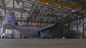 86th MXS Tow a C-130J Out of Hangar onto Flight Line