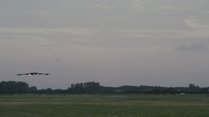B-2 Spirits landing and taxi during Bomber Task Force Europe B-roll