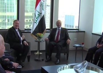 Secretary Pompeo Camera Spray with Iraqi President Barham Salih