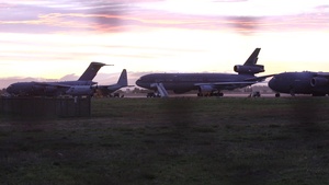 Sunrise on Fairchild flight line time-lapse