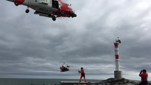 U.S. Coast Guard team services Aids to Navigation off Maine coast