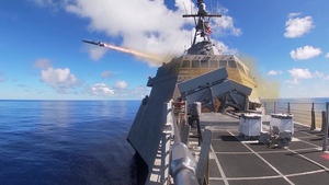 USS Gabrielle Giffords (LCS 10) launches Naval Strike Missile