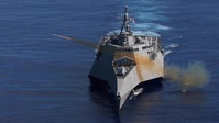 USS Gabrielle Giffords (LCS 10) launches Naval Strike Missile