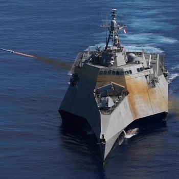 USS Gabrielle Giffords (LCS 10) launches Naval Strike Missile
