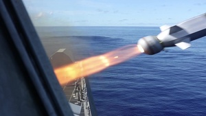 USS Gabrielle Giffords (LCS 10) launches Naval Strike Missile
