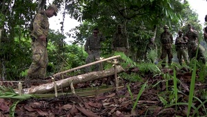 U.S. Marines, Papua New Guinea Defense Force Soldiers Build Bridge Foundations during Koa Moana