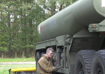 U.S Army Soldiers prepare fueling equipment to support Atlantic Resolve rotation