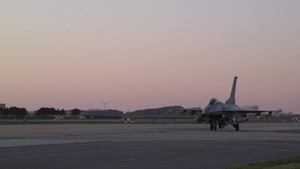 8th Fighter Wing F-16's Sunset Taxi's and Take Off's
