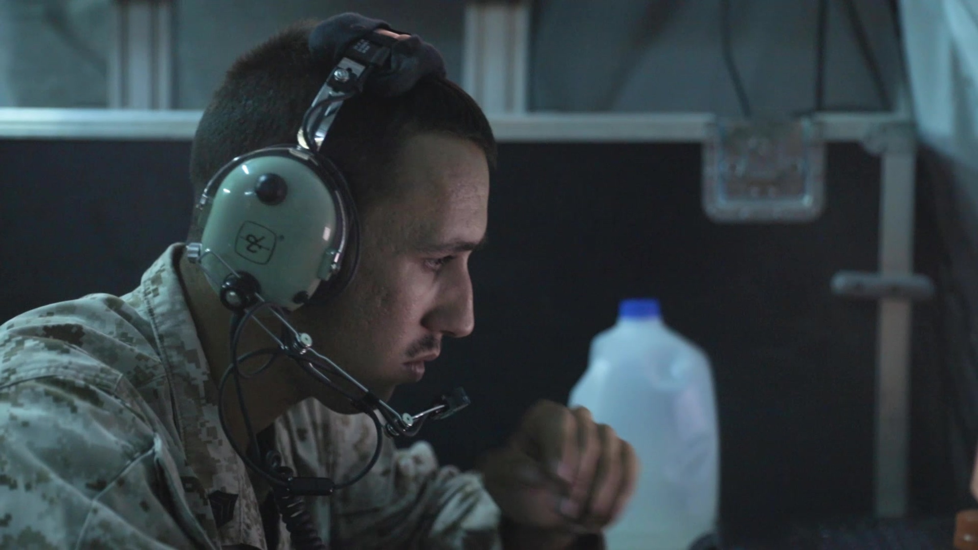 U.S. Marines with Marine Air Control Squadron (MACS) 1, Marine Air Control Group 38, 3rd Marine Aircraft Wing, conduct a battle defense zone exercise during Weapons and Tactics Instructor (WTI) course 1-20 at Auxiliary Airfield II in Yuma, Arizona, Oct. 2, 2019. WTI is a seven-week training event hosted by Marine Aviation Weapons and Tactics Squadron One (MAWTS-1), which emphasizes operational integration of the six functions of Marine Corps aviation in support of a Marine Air Ground Task Force. WTI also provides standardized advanced tactical training and certification of unit instructor qualifications to support Marine aviation training and readiness, and assists in developing and employing aviation weapons and tactics.