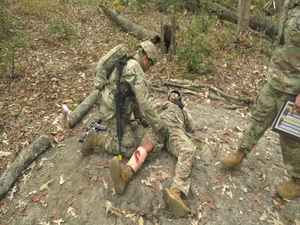U.S. Army medical personnel take EFMB qualification course Oct. 2019