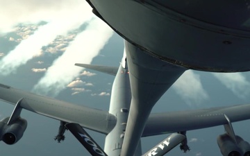 U.S. Air Force  KC-135 Stratotanker refuels a B-52 Stratofortress