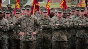 Marine Corps Combat Service Support Schools conducts a command shoutout at Camp Johnson, N.C.