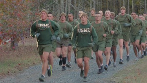 Noah Furbush participates in the Medal of Honor run at Marine Corps Officer Candidates School