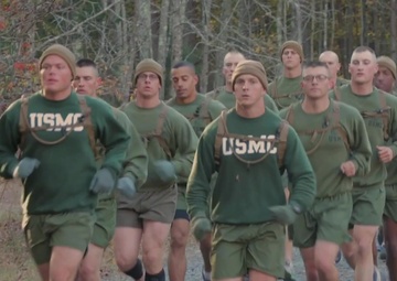Noah Furbush participates in the Medal of Honor run at Marine Corps Officer Candidates School