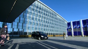Latvian Minister of Foreign Affairs arrival at NATO Foreign Ministers meeting