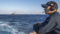 JMSDF Sailors Embark USS Milius (DDG 69) During ANNUALEX 19