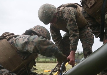 31st MEU Marines Conduct Tactical Elevated Antenna Mast System Setup Training