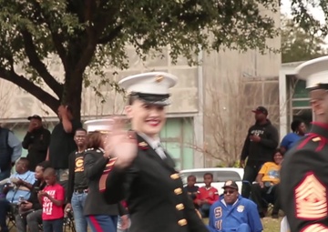 Marines walk in Bayou Classic Parade