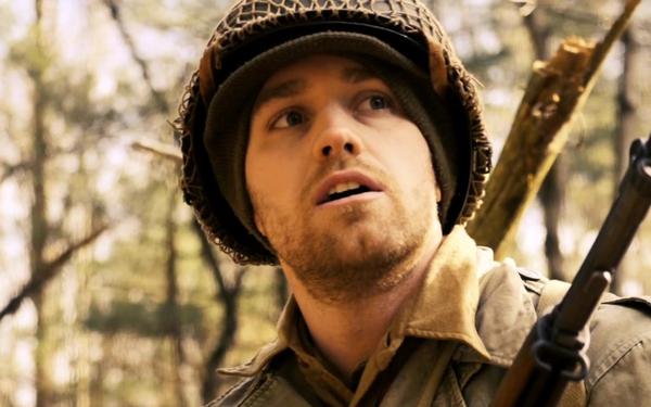 World War II Reenactors recreate scenes from The Battle of the Bulge (slow motion)