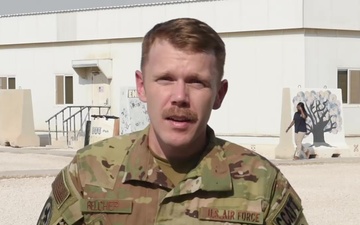 Captain Christopher Belcher sends holiday greetings from Al Udeid Air Base.