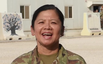 Lt Col Teresa Rivers sends holiday greetings from Al Udeid Air Base.