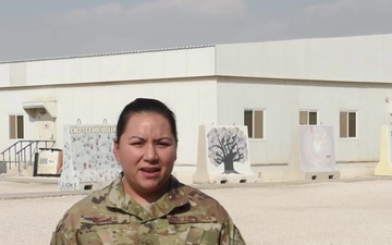 Master Sergeant Candice Dincher sends holiday greetings from Al Udeid Air Base.