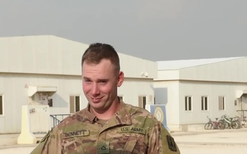 Private First Class Mark Bennett sends holiday greetings from Al Udeid Air Base