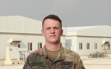 Specialist Anthony Dragojevich sends holiday greetings from Al Udeid Air Base.