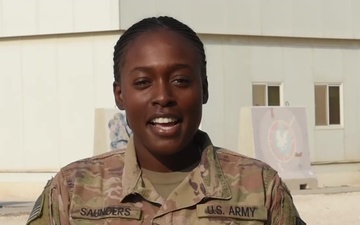 Specialist Keila Saunders sends holiday greetings from Al Udeid Air Base.