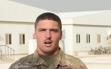 Specialist Kristopher Sparks sends holiday greetings from Al Udeid Air Base.