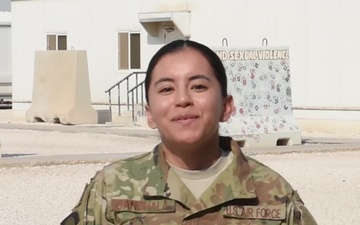 Senior Airman Arielle Ganchala sends holiday greetings from Al Udeid Air Base.