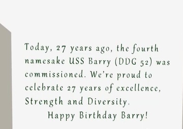 USS Barry (DDG 52) 27 Birthday