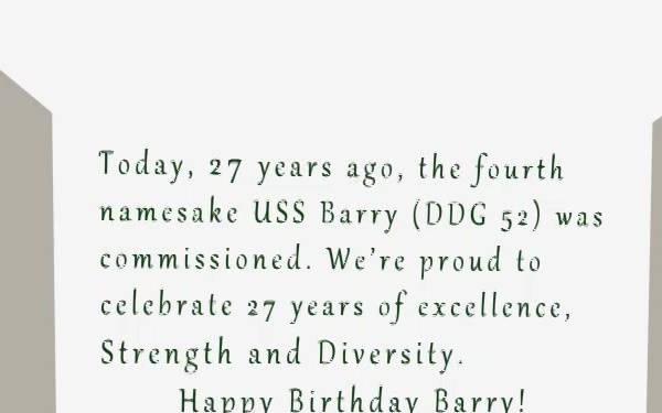 USS Barry (DDG 52) 27 Birthday