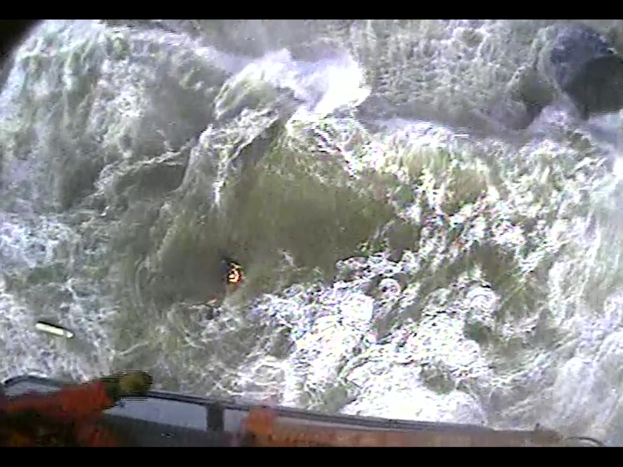 The Coast Guard and a California State Parks Lifeguard rescued a 20-year-old Humboldt State University student from being swept into a rocky shoreline near Moonstone Beach, Dec. 15, 2019. The fatigued surfer was hoisted into an MH-65 Dolphin helicopter and taken to the California Redwood Coast - Humboldt County Airport, where he was transferred to emergency medical services personnel. (U.S. Coast Guard video by Coast Guard Air Sector Humboldt Bay)